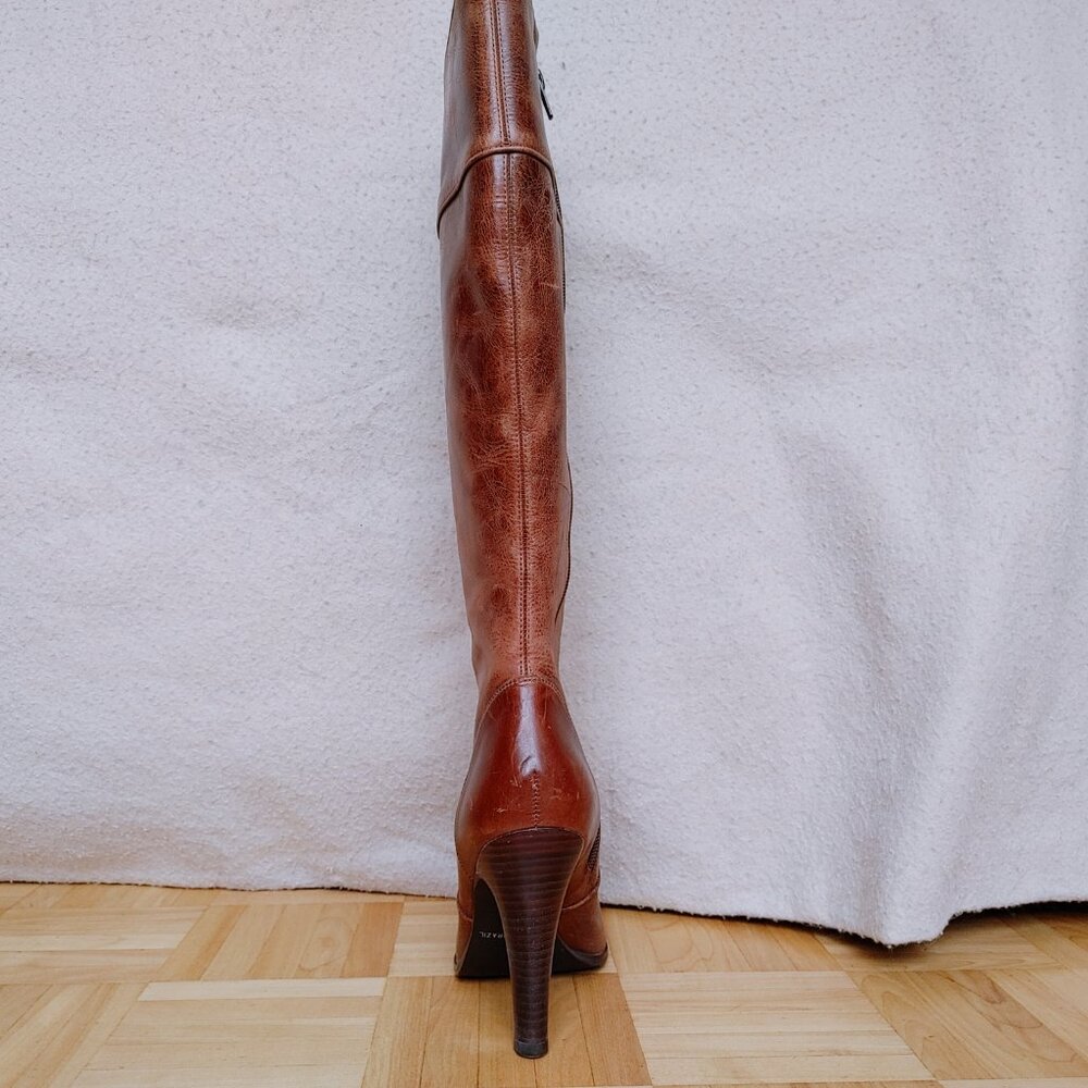 💯% real leather Knee High heeled brown Boots - Picture 5 of 16